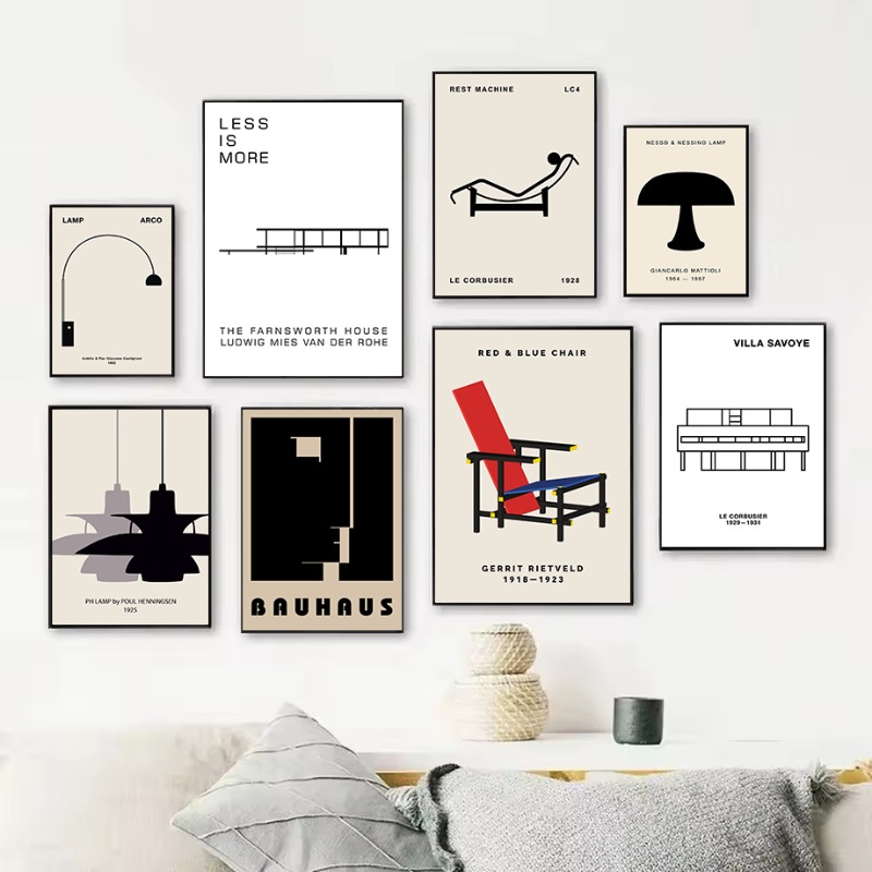 Interior Design Ideas - Poster Arsitektur Abstrak Desain Bauhaus Rumah