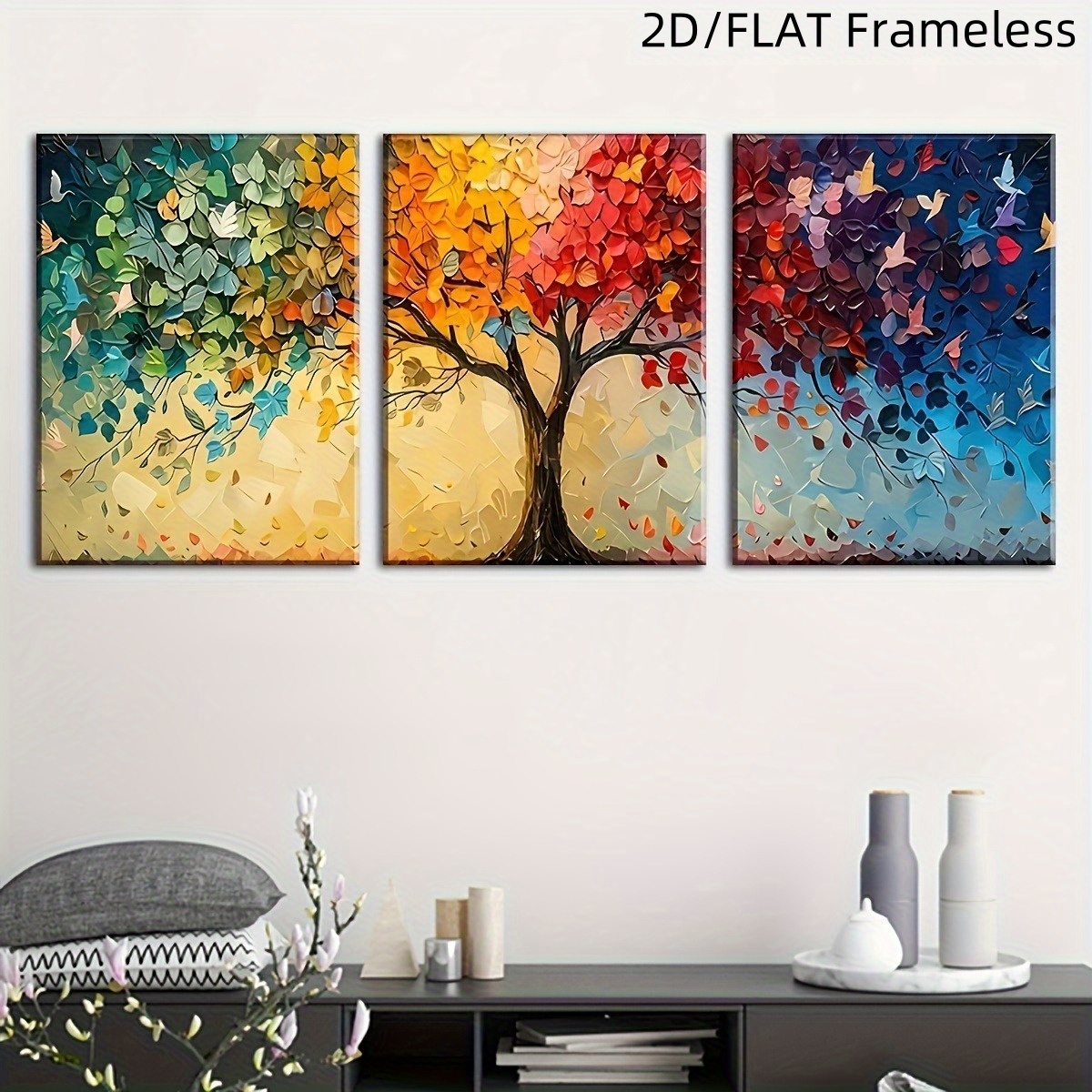 Abstract Canvas Set - 3 Buah/Set Seni Dinding Kanvas Pohon