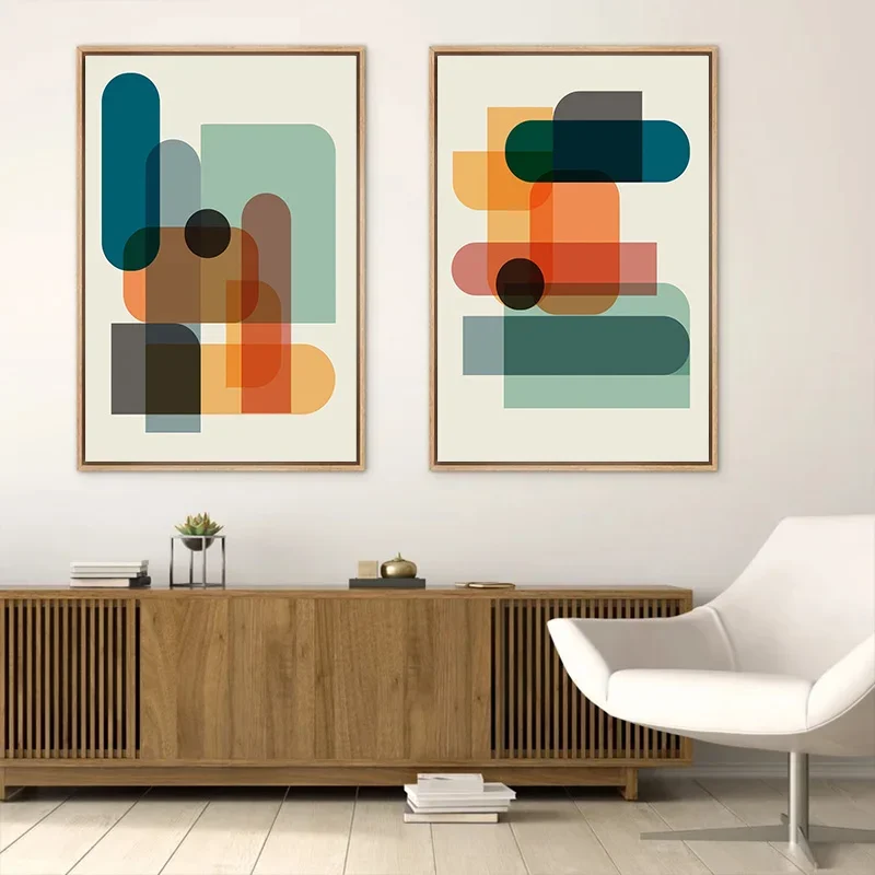 Abstract Canvas Set - Set Lukisan Kanvas Cetak Geometris Warna-warni