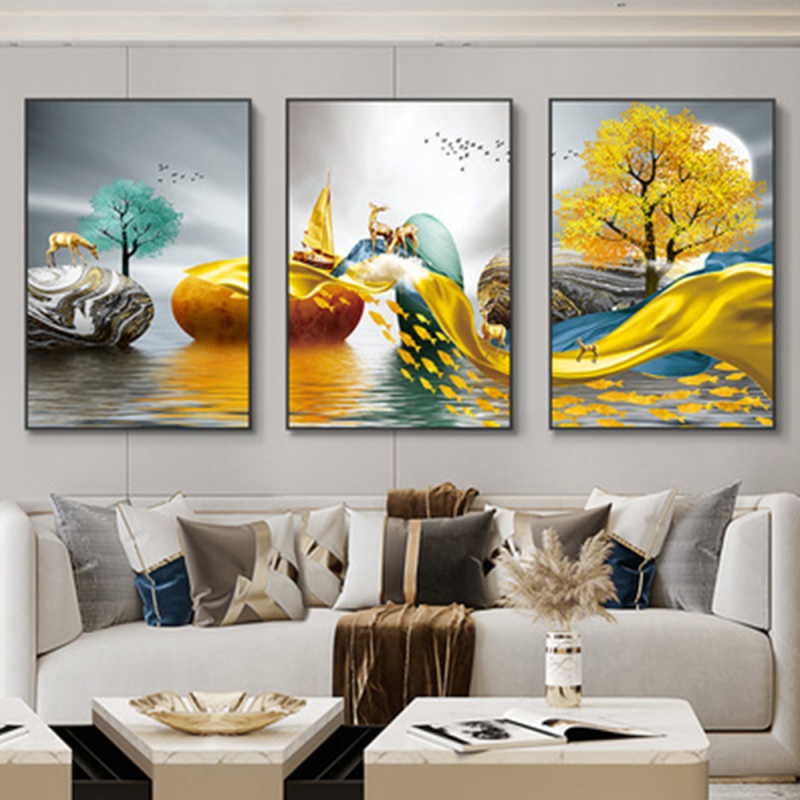 3 Buah/Set Bingkai Tanpa Bingk - Abstract Canvas Set ulasan dan harga