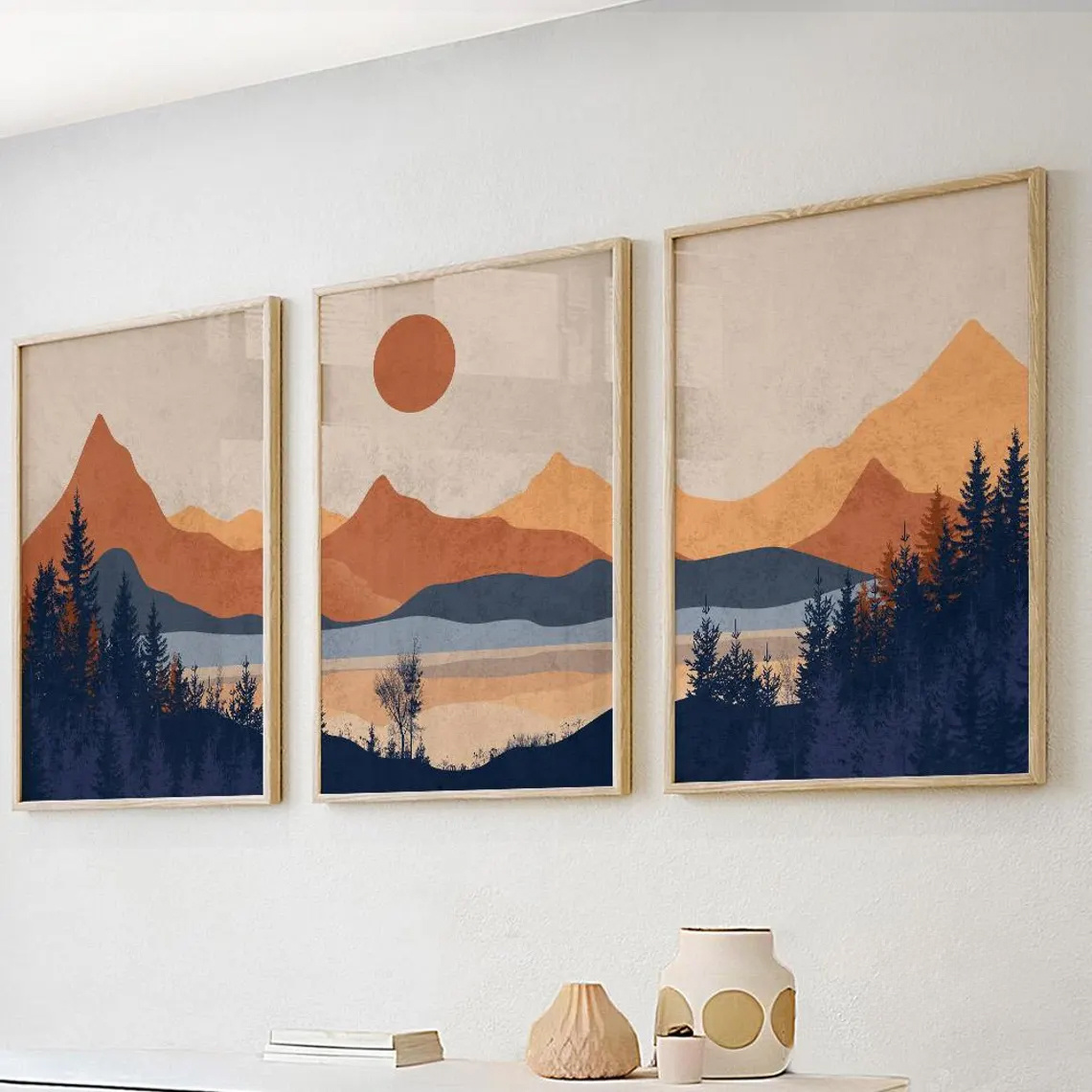 3 Buah/Set Poster Seni Dinding - Abstract Canvas Set ulasan dan harga