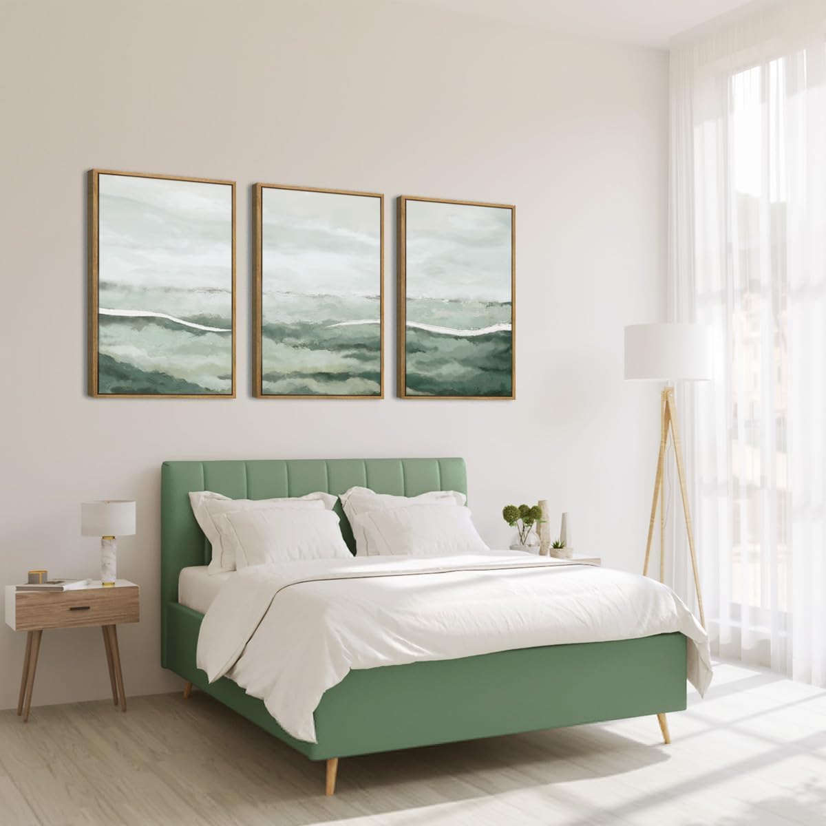 3 Buah/Set Kanvas Hijau Sage A - Abstract Canvas Set ulasan dan harga