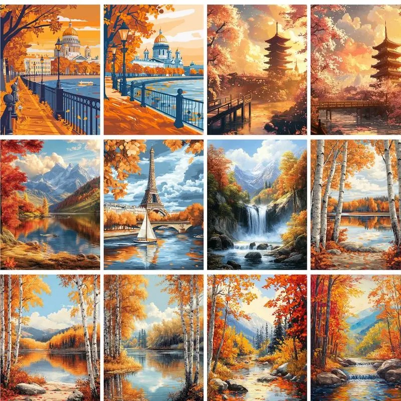 Lukisan Dengan Angka 40x50cm D - Abstract Canvas Set ulasan dan harga