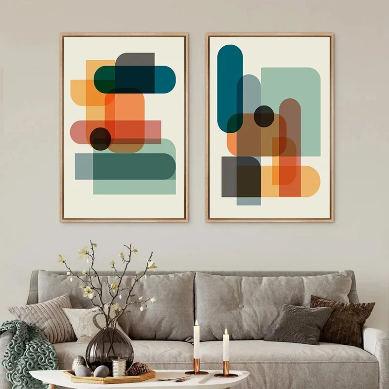Set Lukisan Kanvas Cetak Geome - Abstract Canvas Set ulasan dan harga