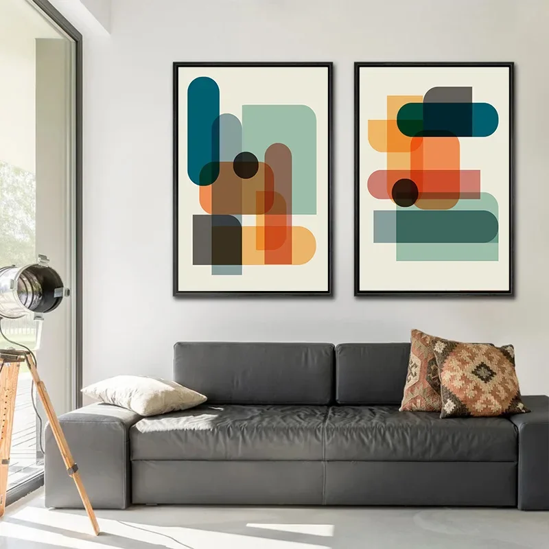 Set Lukisan Kanvas Cetak Geome - Abstract Canvas Set ulasan dan harga