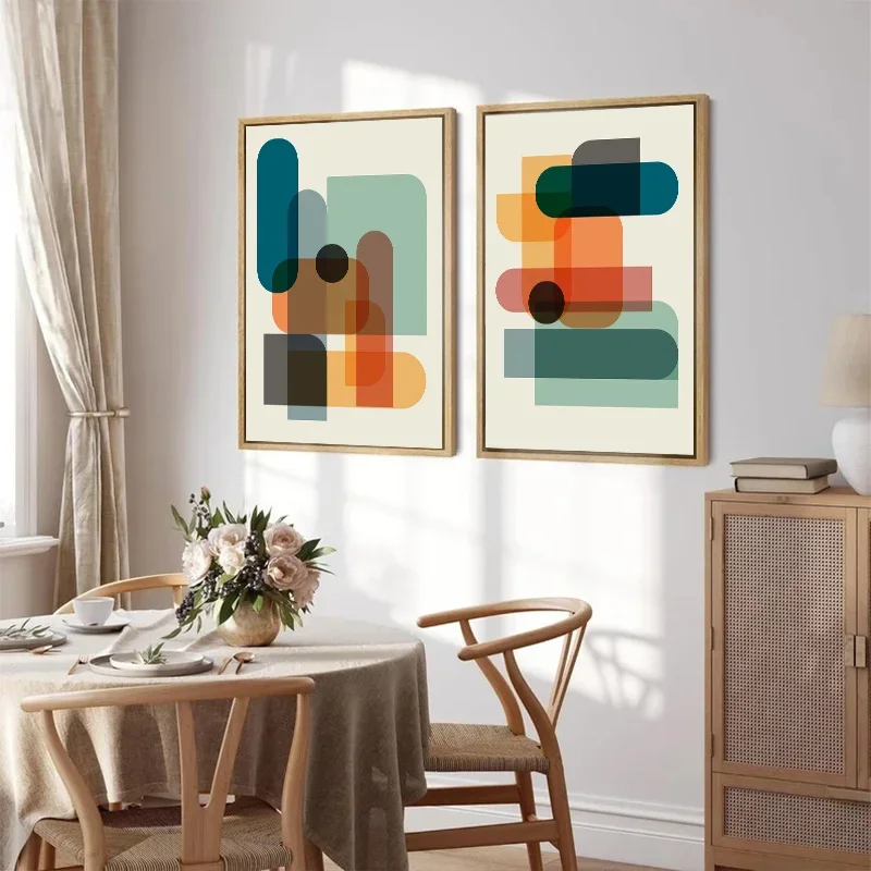 Set Lukisan Kanvas Cetak Geome - Abstract Canvas Set ulasan dan harga